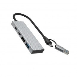 FIXED 4 portos USB-HUB, sötétszürke