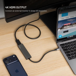 FIXED 5 portos USB-HUB, sötétszürke