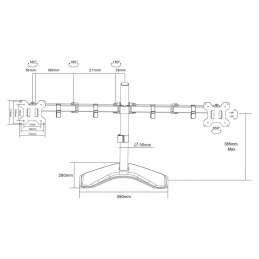 ACT AC8362 Dual Monitor arm desk stand 32" Black