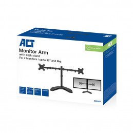ACT AC8362 Dual Monitor arm desk stand 32" Black