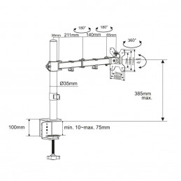 ACT AC8361 Monitor arm 34" Black
