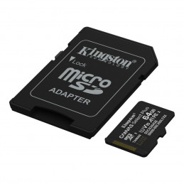 Kingston 64GB microSDXC Canvas Select Plus Gen3 Class 10 UHS-1 A1 V10 + adapterrel