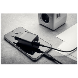 FIXED hálózati töltő, 2*USB-A kimenet, 17W + USB/USB-C kábel, fekete