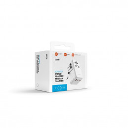 FIXED Voyager utazó adapter 3xUSB-C/1xUSB GaN 120W, fehér