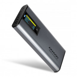 AXAGON EEM2-SD2 USB-C 10Gbps – M.2 NVMe & SATA SSD Display Box Silver