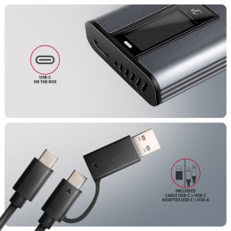 AXAGON EEM2-SD2 USB-C 10Gbps – M.2 NVMe & SATA SSD Display Box Silver