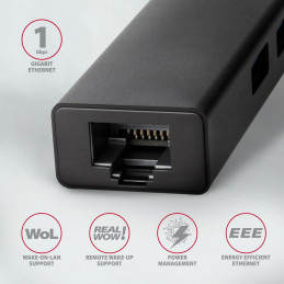 AXAGON HMC-GL3A SuperSpeed USB-C hub + Gigabit LAN Black