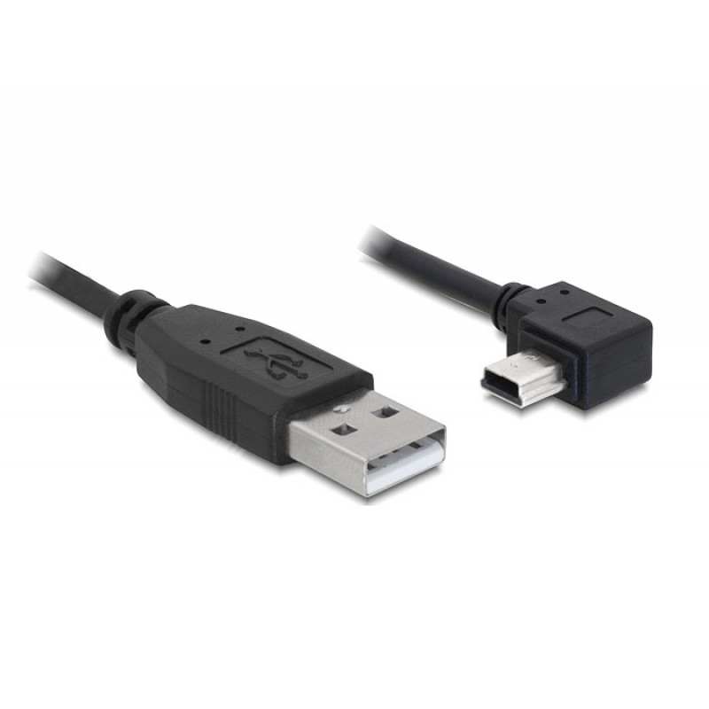 DeLock Cable USB 2.0-A male > USB mini-B 5pin male angled 0,5m
