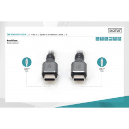 Digitus USB 4.0 Type-C connection cable 3m Black