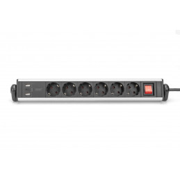 Digitus Hálózati Elosztó Kapcsolóval 6DIN, 3xUSB 1,5m Black