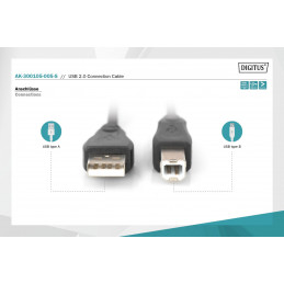 Assmann USB 2.0 connection cable, type A - B 0,5m Black