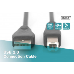 Assmann USB 2.0 connection cable, type A - B 0,5m Black