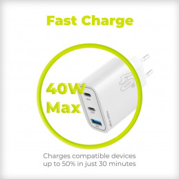 Mobile Origin GaN 40W Wall Charger MO13, 1 USB-A + 2 USB-C
