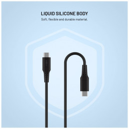 FIXED USB 2.0 hajlékony szilikon kábel USB-C/USB-C 0,3m, fekete