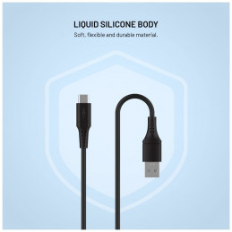 FIXED USB 2.0 hajlékony szilikon kábel USB-A/USB-C 0,3m, fekete