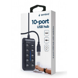 Gembird 10-port USB 2.0 Hub Black