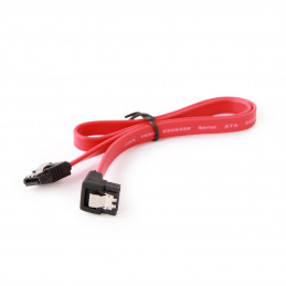 Gembird SATA3 10cm data cable with 90 degree bent connector metal clips Red
