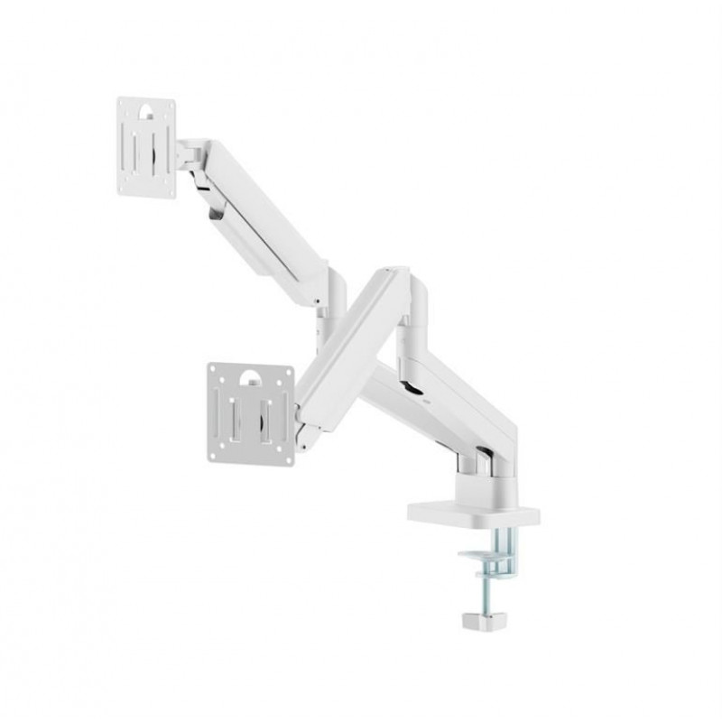 Gembird Desk mounted adjustable double monitor arm 17"-32" White