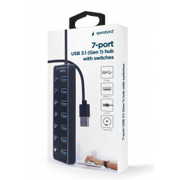 Gembird UHB-U3P7P-01 7-portos USB3.1 HUB Black