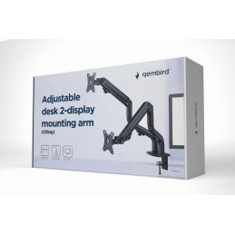 Gembird MA-DA2-02 Adjustable Tilting Desk 2-Display Mounting Arm 17”-32” Black