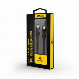Gembird 100 W Type-C Power Delivery (PD) charging & data cable, 1.5 m Black