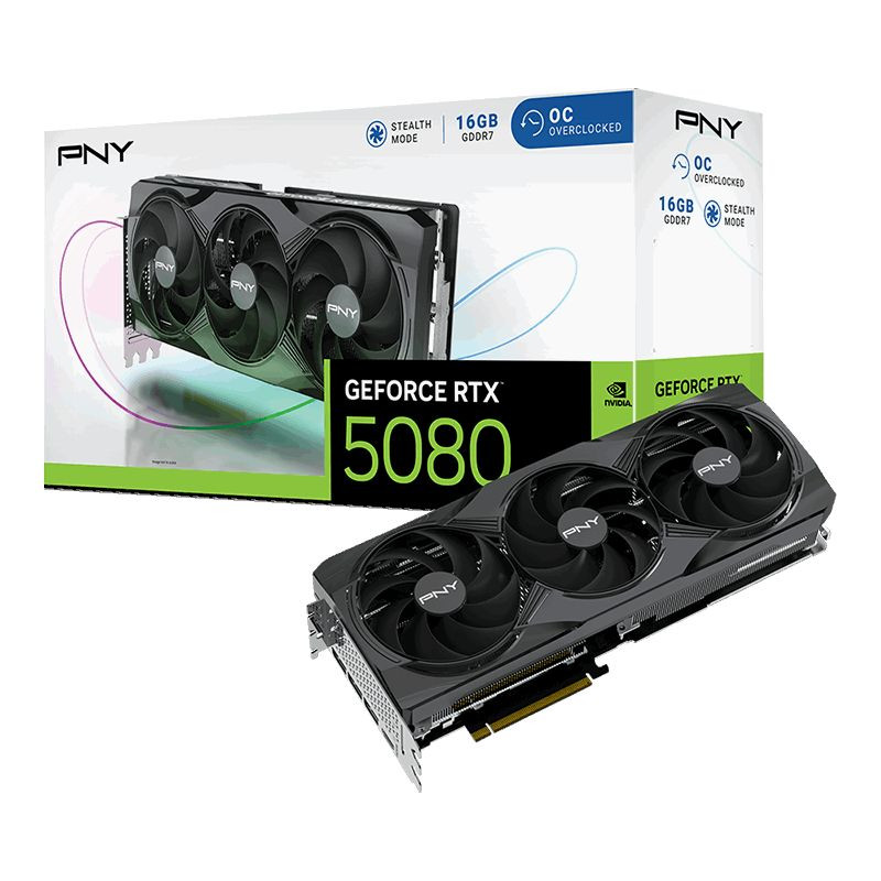 PNY GeForce RTX5080 16GB DDR7 Overclocked Triple Fan