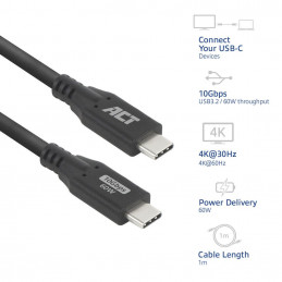 ACT USB-C to USB-C cable 1m Black