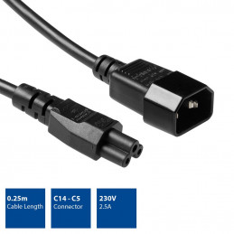 ACT Powercord C14 - C5 0,25m Black