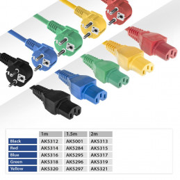 ACT Powercord mains connector Schuko CEE 7/7 male (angled) - C15 IEC 60320 1m Yellow