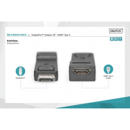 Digitus DisplayPort adapter, DP - HDMI type A Black