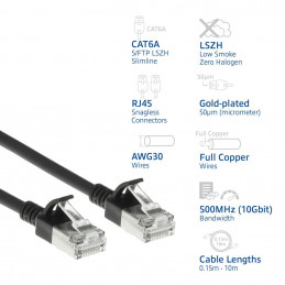 ACT CAT6A S-FTP Patch Cable 10m Black