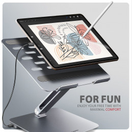 AXAGON HMC-STND Többportos USB-C 5Gbps hub és alumínium állvány laptopokhoz