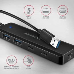 AXAGON HUE-C2A USB-A 5Gbps Travel 4-portos USB3.2 HUB Black