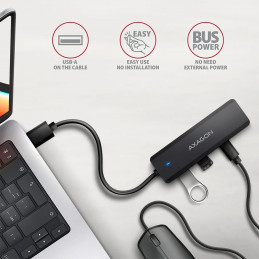 AXAGON HUE-C2A USB-A 5Gbps Travel 4-portos USB3.2 HUB Black