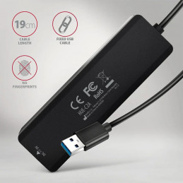 AXAGON HUE-C2A USB-A 5Gbps Travel 4-portos USB3.2 HUB Black