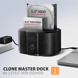 AXAGON ADSA-SC USB-C 5Gbps Docking and Cloning Station Black