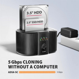 AXAGON ADSA-SC USB-C 5Gbps Docking and Cloning Station Black