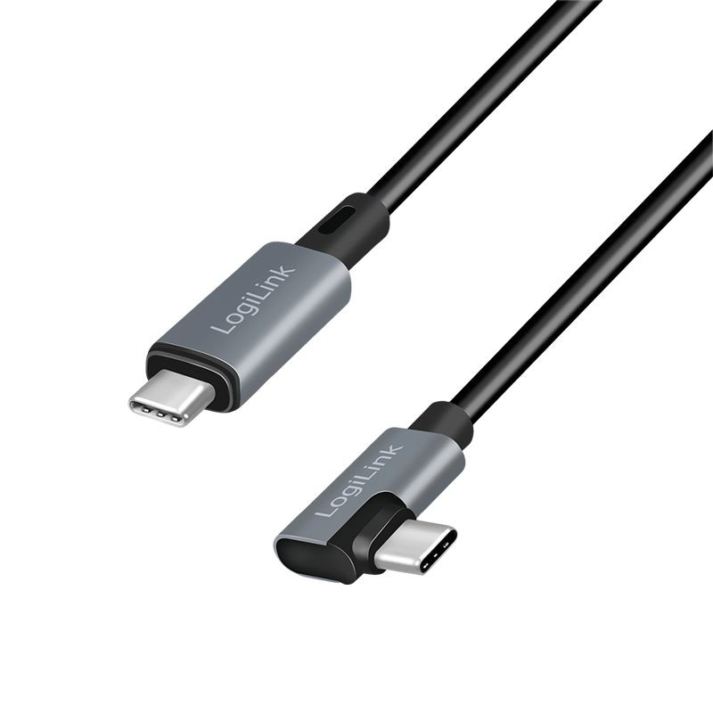 Logilink USB 2.0 Type-C cable, C/M 90° to C/M 2m Black