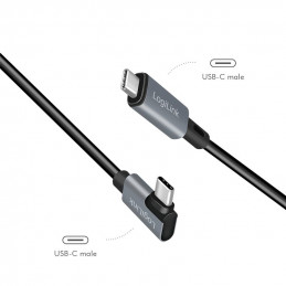 Logilink USB 2.0 Type-C cable, C/M 90° to C/M 2m Black