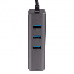 Akyga AK-AD-66 HUB USB Type-C to 3x USB 3.0 Network Card 10/100/1000 15cm