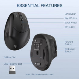 Redragon BM-4033 Wireless Vertical Ergonomic Mouse Black