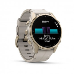 Garmin fenix 8 43mm AMOLED Sapphire, Soft Gold with Limestone Leather Band