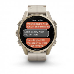 Garmin fenix 8 43mm AMOLED Sapphire, Soft Gold with Limestone Leather Band