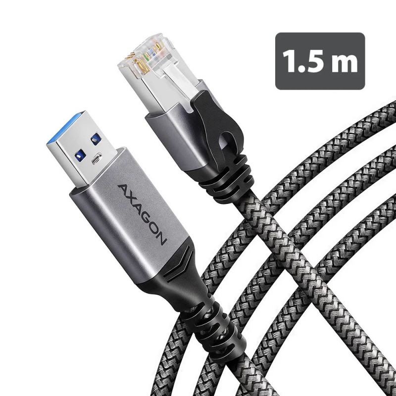AXAGON ADE-AM15 USB-A Gigabit Ethernet adapter with integrated CAT6 RJ-45 network cable 1,5m Black