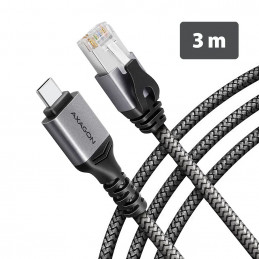 AXAGON ADE-CM30 USB-C Gigabit Ethernet adapter with integrated CAT6 RJ-45 network cable 3m Black