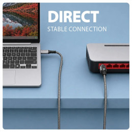 AXAGON ADE-CM30 USB-C Gigabit Ethernet adapter with integrated CAT6 RJ-45 network cable 5m Black