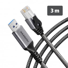 AXAGON ADE-AM30 USB-A Gigabit Ethernet adapter with integrated CAT6 RJ-45 network cable 3m Black