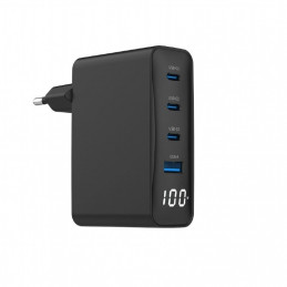 Gembird 4-port 100W GaN USB fast charger LCD Black