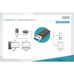 Digitus USB Type-C male/famale adapter Black