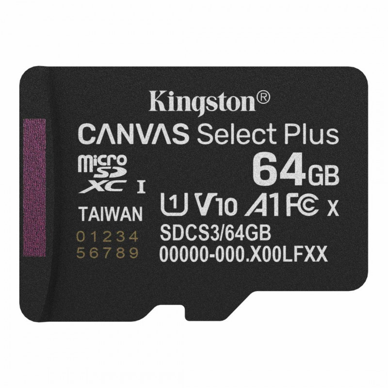 Kingston 64GB microSDXC Canvas Select Plus Gen3 Class 10 UHS-1 A1 V10 adapter nélkül